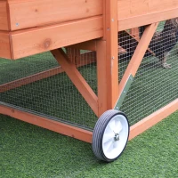 PawHut Large Chicken Coop Pet Farm House Poultry Backyard Run Nest Box W/Wheels - Wood(m-10)