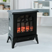 HomCom 16" 1500W Freestanding Indoor Electric Fireplace Heater - Black(m-1)