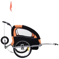 Aosom 2-Seat Kids Bicycle Trailer 55lbs Steel w/ Water Resistant Carrier Windows(m-7)