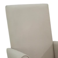 HomCom 2 Piece Rubberwood Linen Glider Rocking Chair with Ottoman Set - Cream White(m-12)