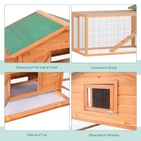 PawHut 2-Story Wooden Rabbit Hutch, Large Pet House with Ramps & Lockable Doors(m-4)