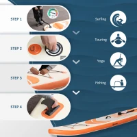 Outsunny Inflatable Paddle Board, Stand Up Paddle Board Adjustable Aluminum Paddle Non-Slip Deck with ISUP Accessories & Carry Bag, 10'5'' x 30" x 6", Orange and Grey(m-6)