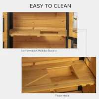 PawHut 2-Tier Cat House, Outdoor Feral Cat Shelter, with Weather Resistant Roof, Escape Door, PVC Curtain, Glass Window, Yellow(m-5)