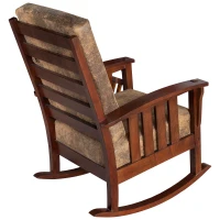 HOMCOM Faux Suede Rubberwood Indoor Porch Rocking Chair(m-7)