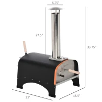 Outsunny Outdoor Pizza Oven, Portable Pellet Wood Fired Pizza Maker, 12" Stainless Steel Pizza Grill with Stone and Peel Accessories for Outside, Backyard, Outdoor Kitchen(m-3)