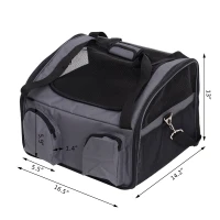 PawHut 18” Deluxe Pet Booster Seat Collapsible Dog Carrier With Storage Pockets – Grey(m-3)