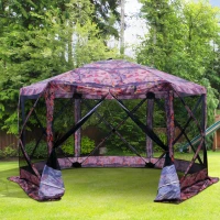 Outsunny Outsunny 12" x 12" 6-Sided Pop Up Portable Hexagonal Hub Gazebo Flower Pattern - Flower Pattern(m-2)