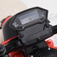 Aosom Electric Child Ride On Motorcycle 6V Battery Powered Motorbike with Training Wheels, for 3-8 Years Old Kids - Red(m-4)