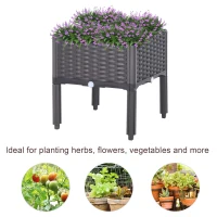 Outsunny Elevated Garden Planter - Durable Plastic Flower Bed for Vegetables, Herbs, and Flowers - Easy Assembly(m-4)