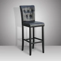 HomCom 42" Modern Bar Height Faux Leather Tall Dining Chair Stool - Black(m-2)