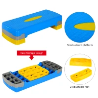Soozier 27" Adjustable Aerobic Fitness Platform Stepper - Blue/Gray/Yellow(m-4)