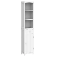 HomCom 67" Tall Colonial Style Free Standing Bathroom Storage Corner Cabinet - White(m-2)