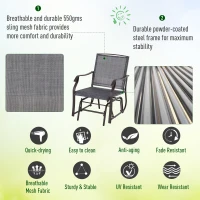 Outsunny 3-Piece Outdoor Rocking Chair and Table Set, Sling Fabric Glider for Patio, Garden Relaxation(m-3)