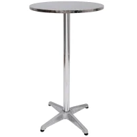 HomCom 24" Round Adjustable Stainless Steel Top Aluminum Standing Bistro Bar Table(m-2)