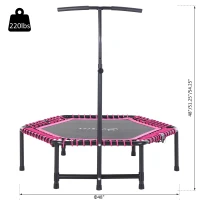 Soozier Easy Store 48-Inch Mini Exercise Kids Trampoline with Handrail Outdoor Bouncer Jumper Adjustable Bar Pink(m-3)