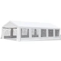 Outsunny Outdoor 32"x16" Heavy Duty Portable Carport Gazebo Canopy Wedding Tent Garage - White(m-1)