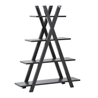 HomCom 4-Tier X Frame Open Shelf Bookshelf - Black(m-1)