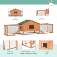 PawHut 2-Story Wooden Rabbit Hutch, Large Pet House with Ramps & Lockable Doors(m-3)
