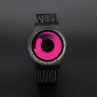 Senors Fashion Rotation Men Watches Vacuum Plating Quartz Sport Watch Men Sports Wristwatch Relogio Masculino--black strap and red dial plate(m-12)