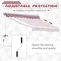 Outsunny 10'x8' Retractable Awning, Sun Shade for Patio & Window, Durable Polyester Fabric, Manual Operation, Red(m-3)