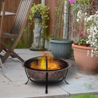 Outsunny Outdoor Copper Color Large Fire Pit w/ Durable Construction for Patio/Backyard(m-2)