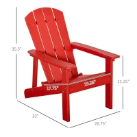 Outsunny Adirondack Chair, HDPE Fire Pit Chair, Weather Resistant Outdoor Chair for Patio, Garden, Backyard, Lawn, Red(m-3)