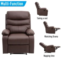 HomCom PU Leather Traditional Manual Recliner Chair - Brown(m-5)