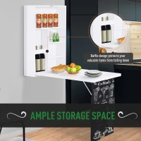 HOMCOM Wall Mounted Space Saving Writing Table Foldable Computer Desk with a Blackboard for Notes Book(m-6)