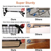 HomCom Folding Convertible Ottoman Sofa Bed with Metal Frame Wheels Cover - White Black Gray(m-7)