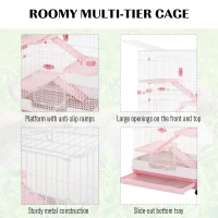 PawHut 6-level Indoor Rabbit Enclosure Small Animal Hutch Pink(m-5)