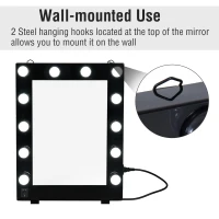 HomCom LED Lighted Make-Up Vanity Mirror - Black(m-6)