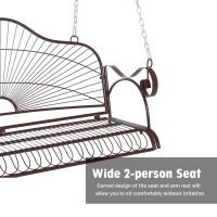 Outsunny Steel 2 Person Patio Porch Relaxation Swing Hanging Chair Bench w/ Chain - Brown(m-6)