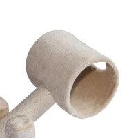 PawHut Cat Tree Tunnel Scratching Post Activity Furniture Teeter Totter - Beige(m-8)