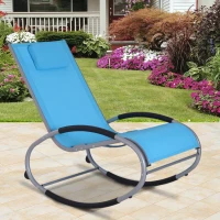 Outsunny Zero Gravity Rocking Lounge Sling Reclining Chair with Padded Headrest - Blue(m-2)