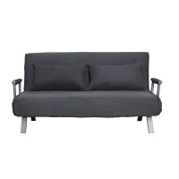 HomCom Full Size Folding 5 Position Steel Convertible Sleeper Bed Chair - Dark Grey(m-5)