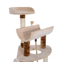 PawHut 57” Sisal Cat Scratcher Tree Tower Interactive Cat Toy With Perches, Cave, Ramp(m-6)