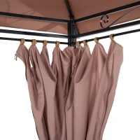 Outsunny 10" x 13" 2-Tier Steel Outdoor Garden BBQ Sunshade Gazebo with Vented Soft Top and Removable Curtains(m-9)