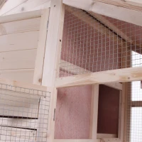 PawHut 55" Wood Double Rabbit Hutch Backyard Cage Small Animal House with Ramp and Outdoor Run(m-11)