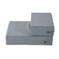 Pawhut 2 Step PU Leather Folding Pet Stairs - Dark Grey(m-5)