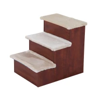 PawHut 3 Step Portable Pet Stairs Ramp Easy Climb Step with Storage Compartments(m-1)