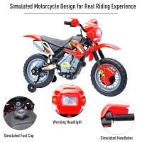 Kids 6V Electric Ride On Motorcycle with 4 Wheels, Battery-Powered Bike Car Toy for Children, Safe & Durable, Red(m-5)