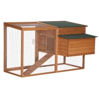 PawHut 64" Large Wooden Chicken Coop Kit with Outdoor Run and Nesting Box(m-10)