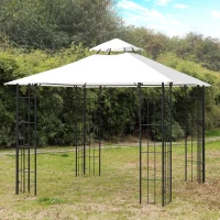 Outsunny 10'x10' Decorative Garden Gazebo with Steel Frame - Elegant Patio Canopy, Cream - Perfect for Outdoor Events & Gatherings(m-1)