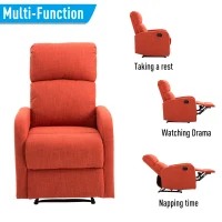 HomCom Linen Fabric Manual Recliner Lounger Chair  with Footrest - Red(m-5)