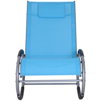 Outsunny Zero Gravity Rocking Lounge Sling Reclining Chair with Padded Headrest - Blue(m-10)