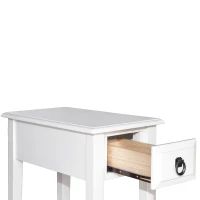 HomCom Modern 2-Tier Acacia Wood End Table Side Desk with Drawer - White(m-12)