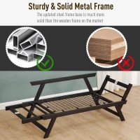 HOMCOM Click Clack Couch Convertible Futon Sleeper Sofa Bed - Modern - Linen Fabric  61" L  Dark Grey(m-6)