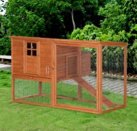 PawHut 64" Large Wooden Chicken Coop Kit with Outdoor Run and Nesting Box(m-2)