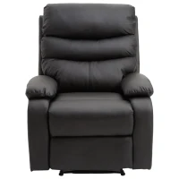 HomCom PU Leather Traditional Manual Recliner Chair - Black(m-7)