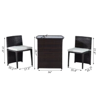 Outsunny 3 Piece Outdoor Patio Rattan Wicker Table and Chair Nesting Furniture Set(m-4)
